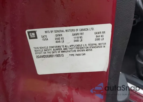 2005 Buick Lacrosse Cxl из США, поврежденный, VIN 2G4WD562651190513